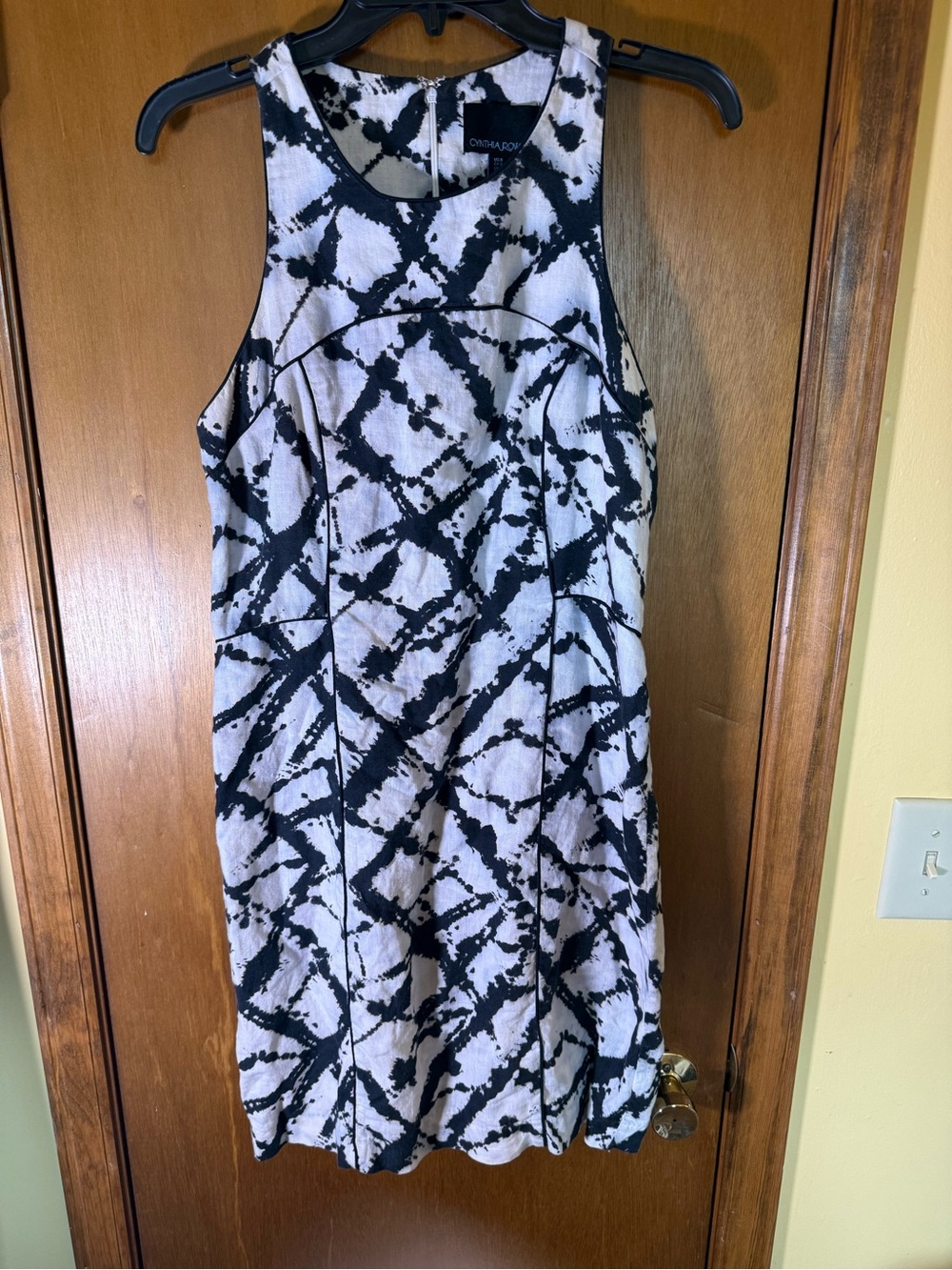 Cynthia Rowley Black & White Tie-Dye Shift Mini Dress - Picture 2 of 9